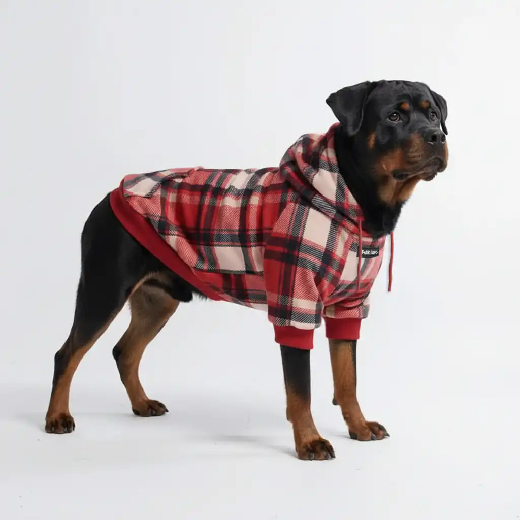Red Plaid Dog Hoodie