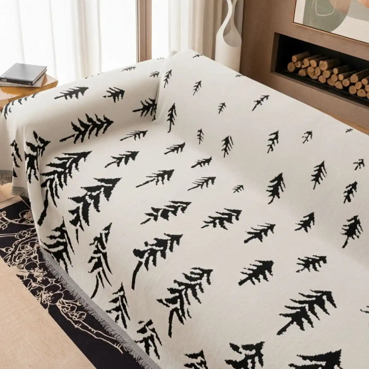 Pet Couch Cover - Pine Trees White