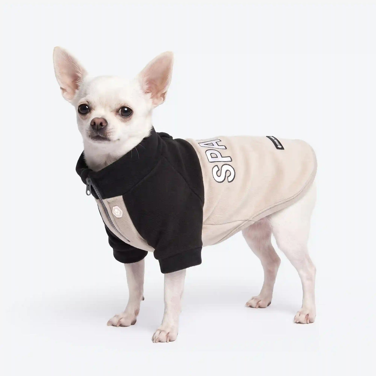Plush Fleece Dog Sweater - Black Cream