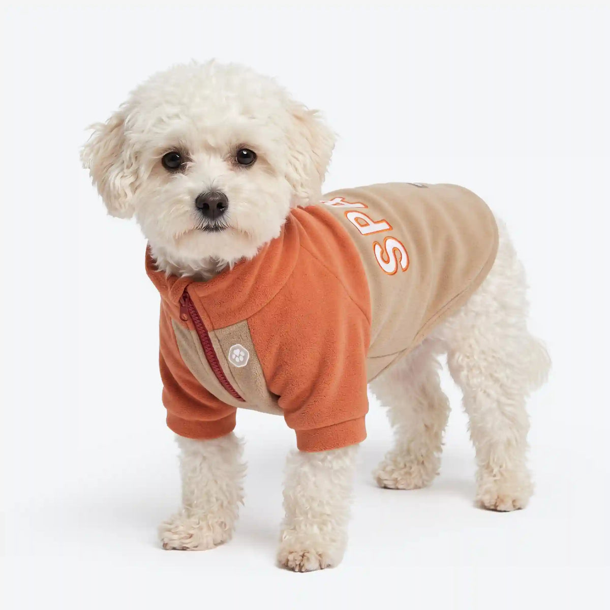 Plush Fleece Dog Sweater - Orange Tan