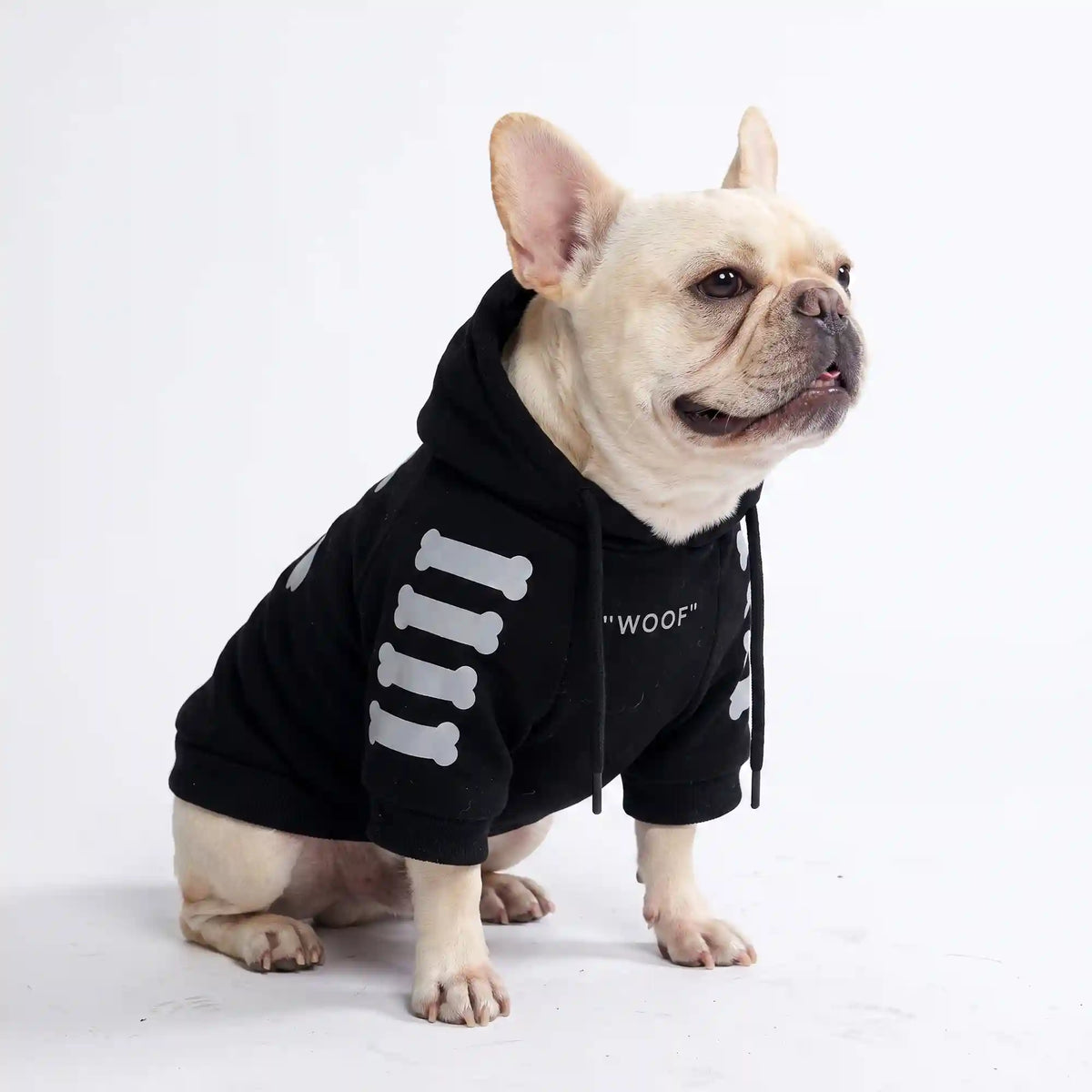 "WOOF" Dog Hoodie - Black & Reflective