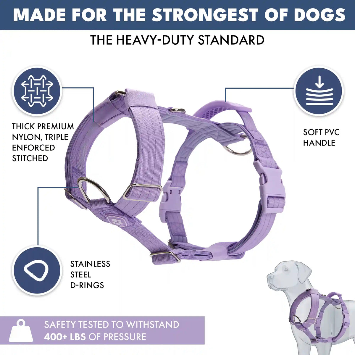 Comfort Control No-Pull Dog Harness Set - Lilac